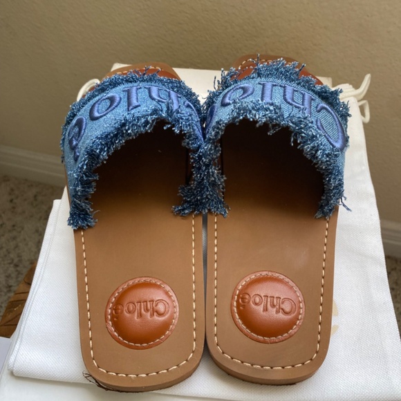 Chloe Woody Denim Slides - Picture 5 of 10